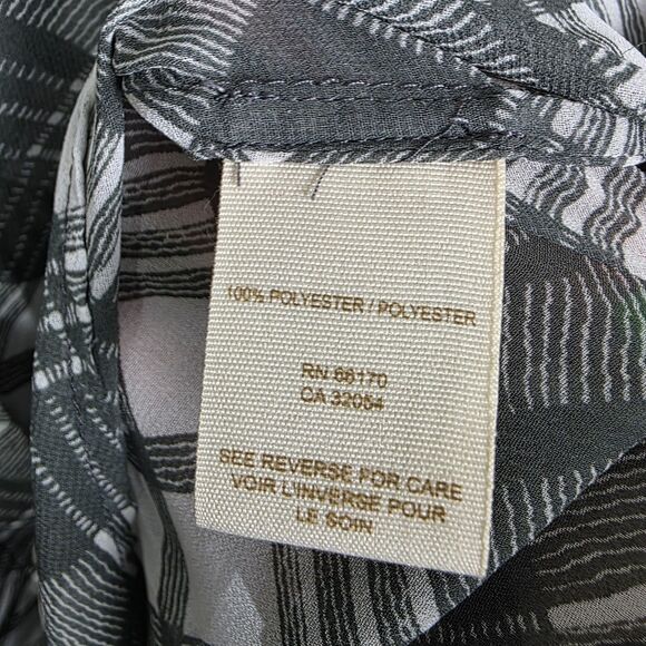 Free People Shirt Grey White Plaid Button Up Blouse Sheer Top Womens Size Medium - Picture 5 of 7